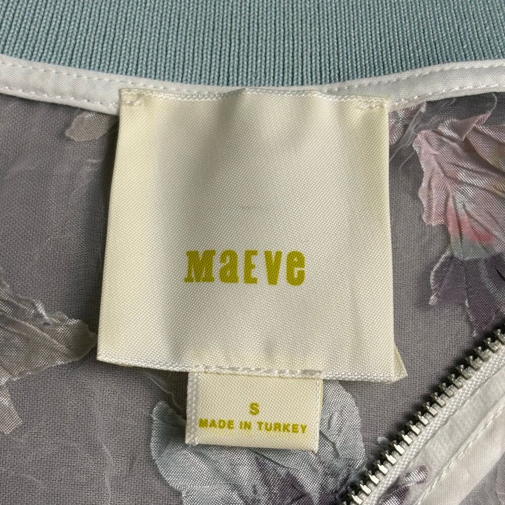Anthropologie Maeve Sheer Floral Bomber Jacket Mesh Zip Front Size S - Picture 4 of 9